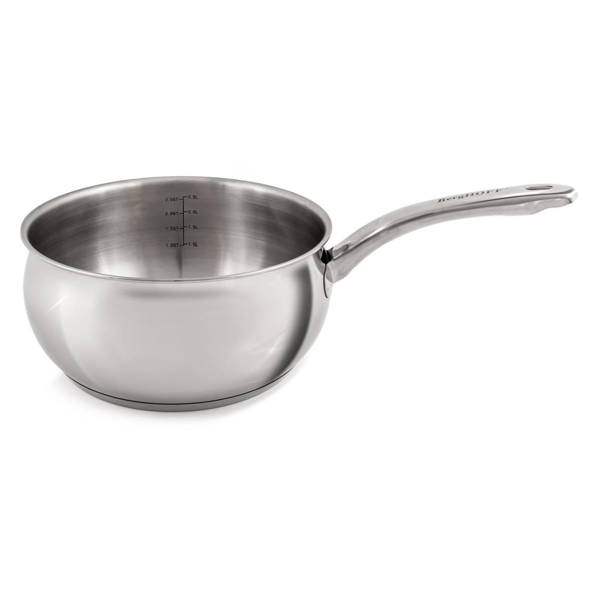 BergHOFF Belly Shape Stainless Steel 8in. Saucepan w/ Glass Lid