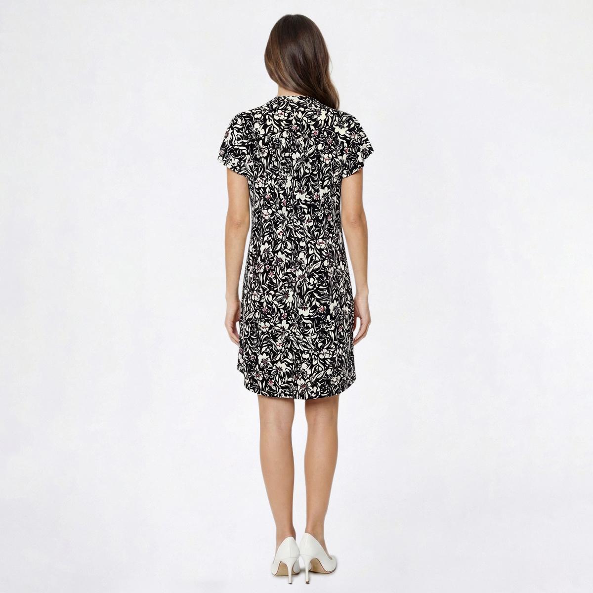 Womens Cocomo Flutter Sleeve Floral Pintuck Shift Dress