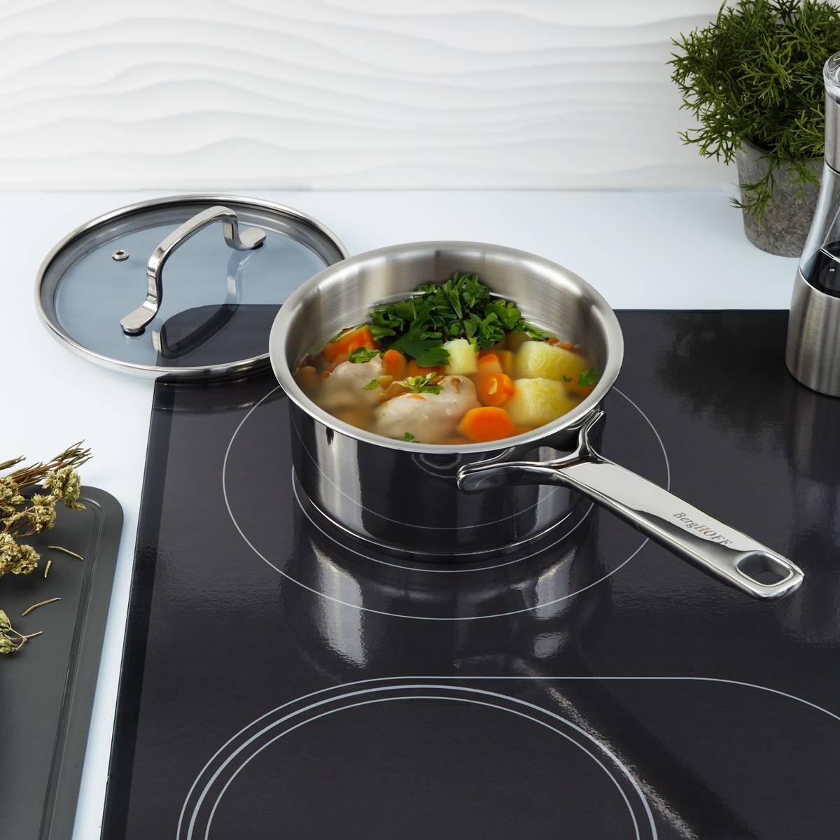 BergHOFF Helix Stainless Steel 1.6qt. Saucepan w/ Glass Lid