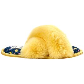 Womens Jessica Simpson High Plush Floral Slide Slippers - Yellow