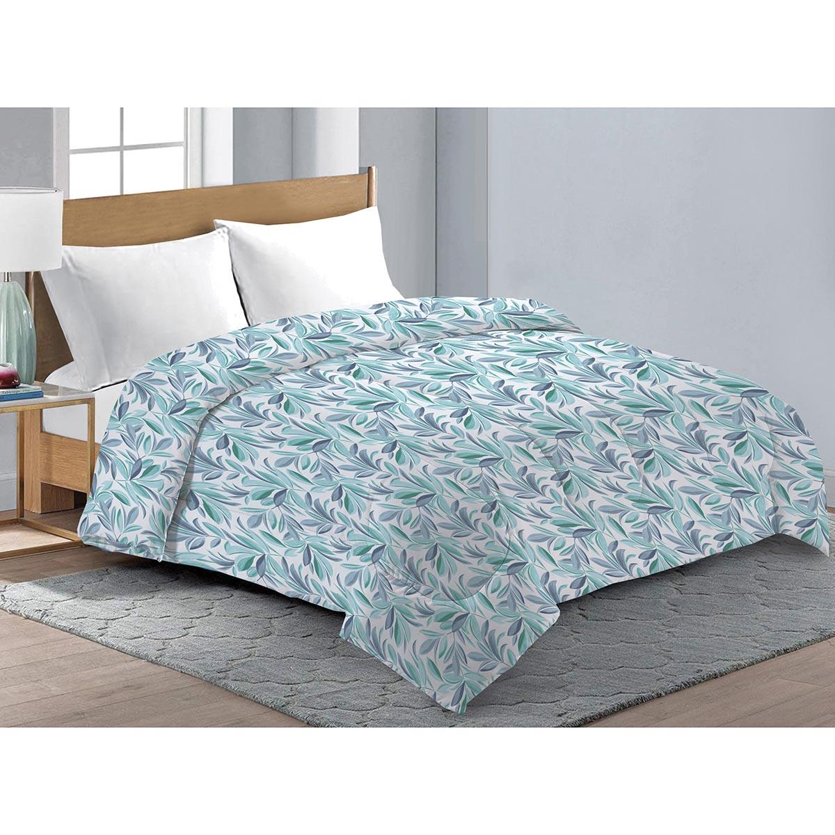 Luna Leaf Blue Reversible Print Comforter