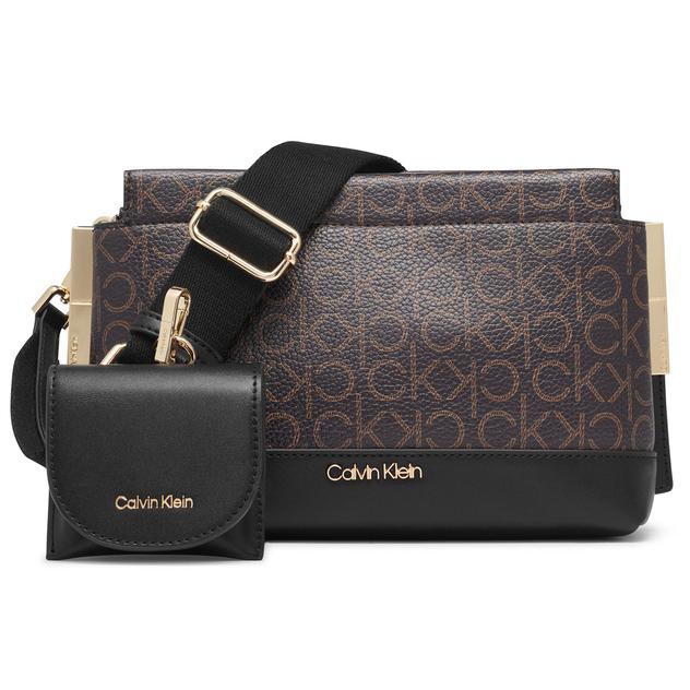 Calvin Klein Bianca Logo Crossbody w/ Snap Closure - Brown Khaki