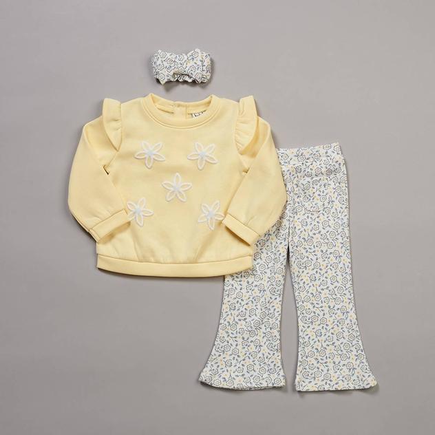 Baby Girl (12-24M) Nicole Miller 3pc. Flower Sweatshirt Set