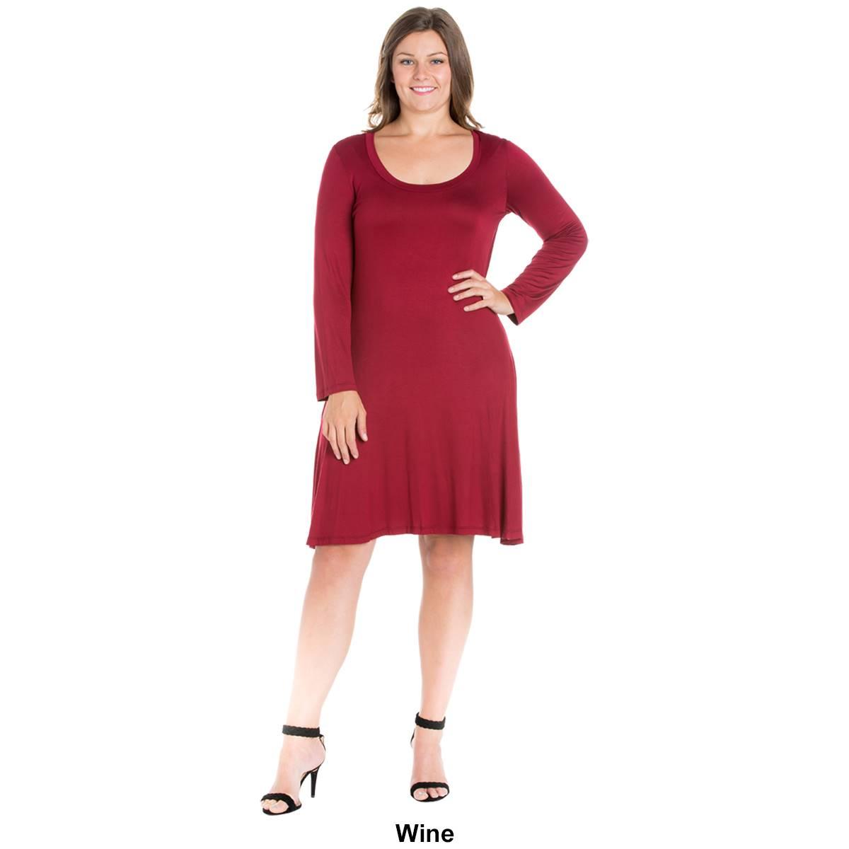 Plus Size 24/7 Comfort Apparel Classic Flared A-Line Dress