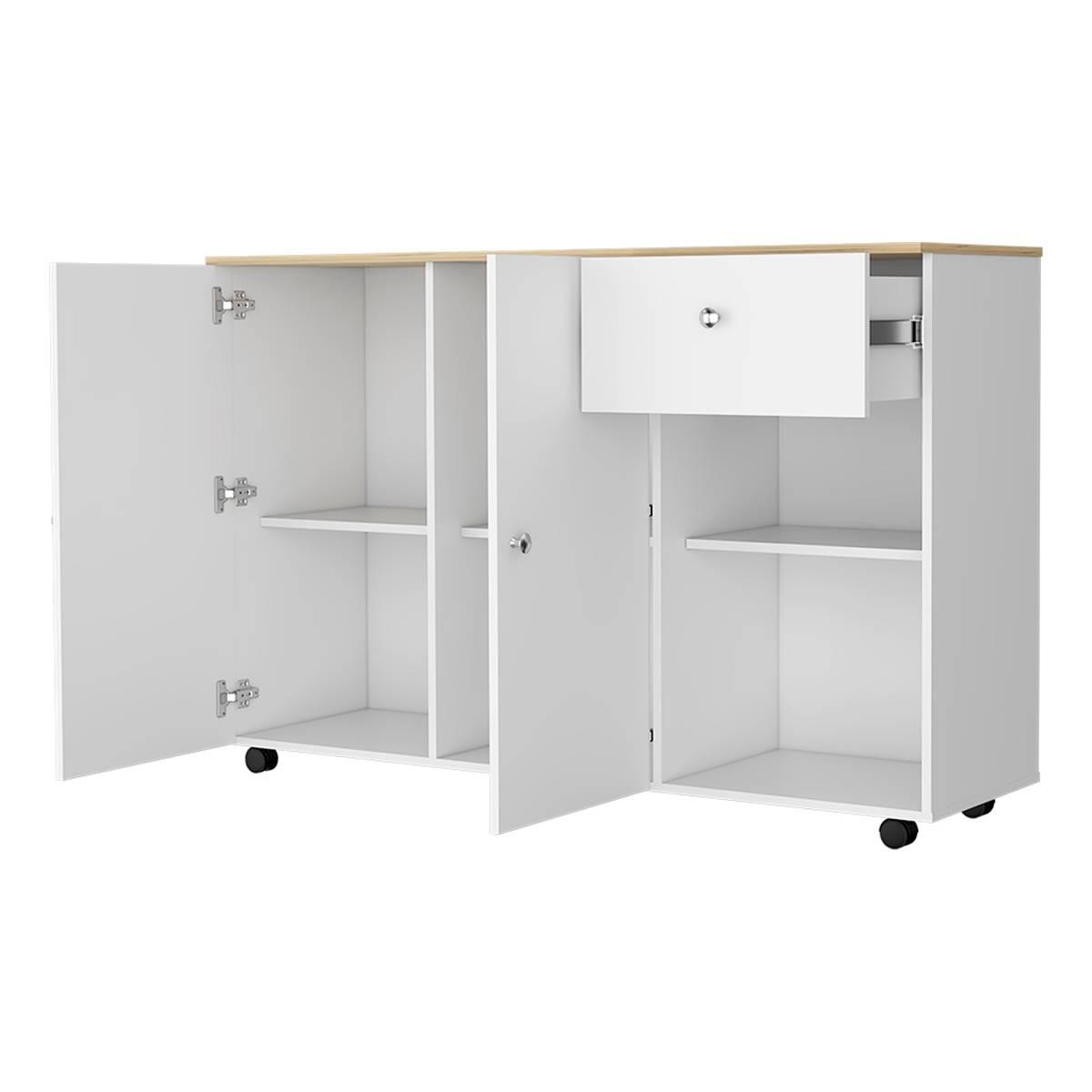 FM FURNITURE Chico White Kitchen Island