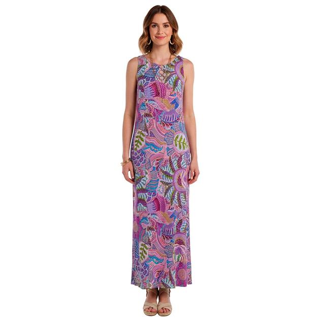 Plus Size MSK Sleeveless Abstract 3 O-Ring Maxi Dress