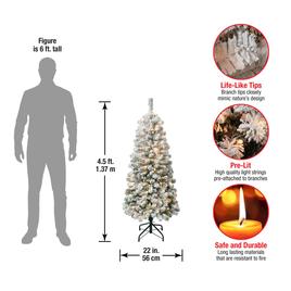 National Tree 4.5ft Acacia Medium Flocked Tree w/ 100 Clear Light