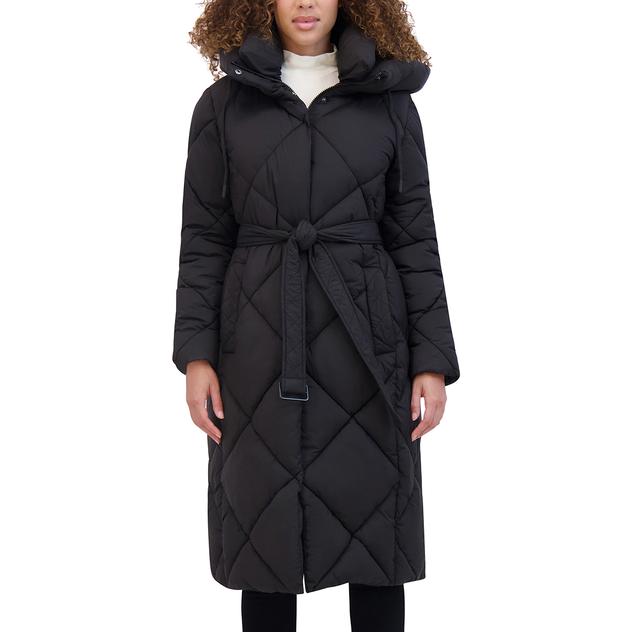 Womens Kenneth Cole® Long  Quilted Puffer Coat
