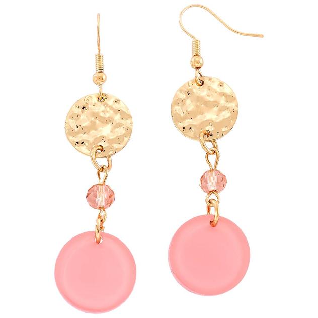 Ashley Cooper™ Hammered Gold-Tone & Peach Disc Drop Earrings