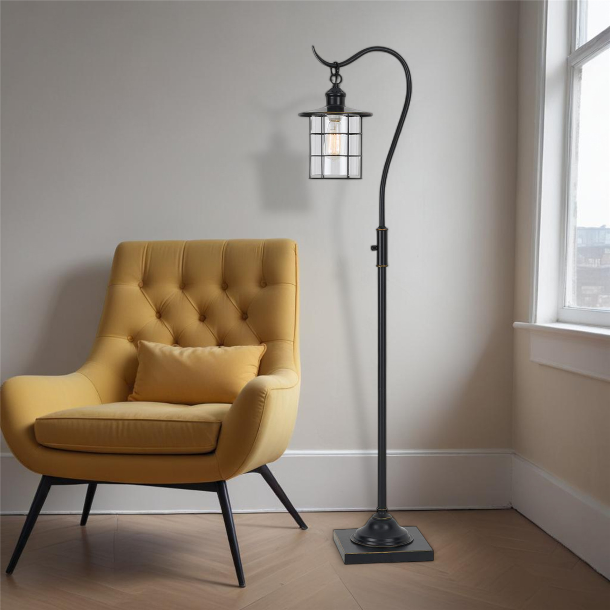 HomeRoots 60in. Antiqued Bronze Lantern Style Floor Lamp