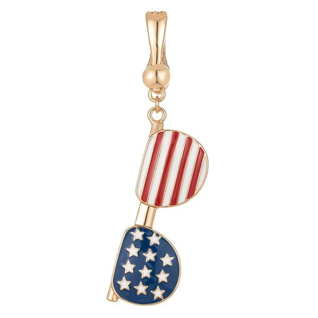 Wearable Art Gold-Tone American Flag Sunglasses Enhancer Pendant