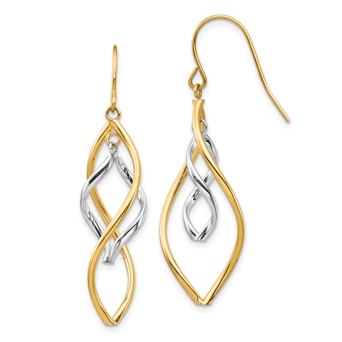 Gold Classics(tm) 14kt. Two-Tone Fancy Twist Dangle Earrings