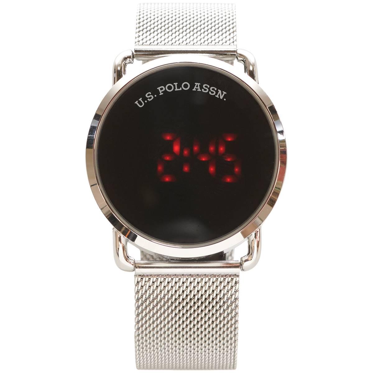 Mens U.S. Polo Assn.(R) LED Watch w/ Mesh Band - US3233BU