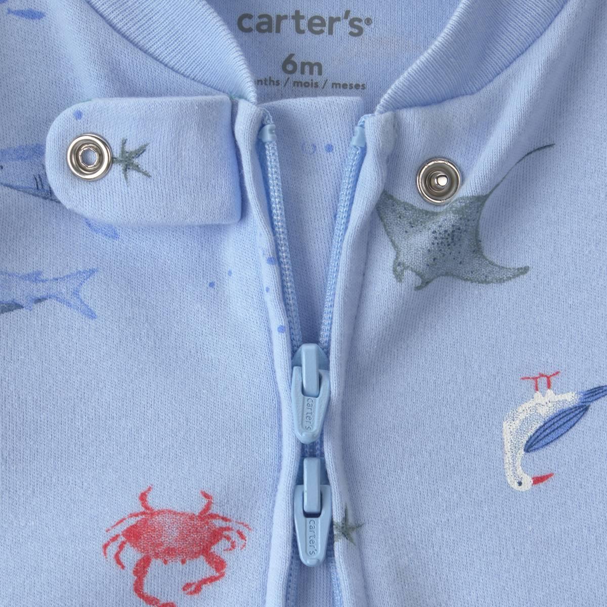 Baby Boy (NB-9M) Carter''s® Ocean Theme 2 Way Zip Pajamas
