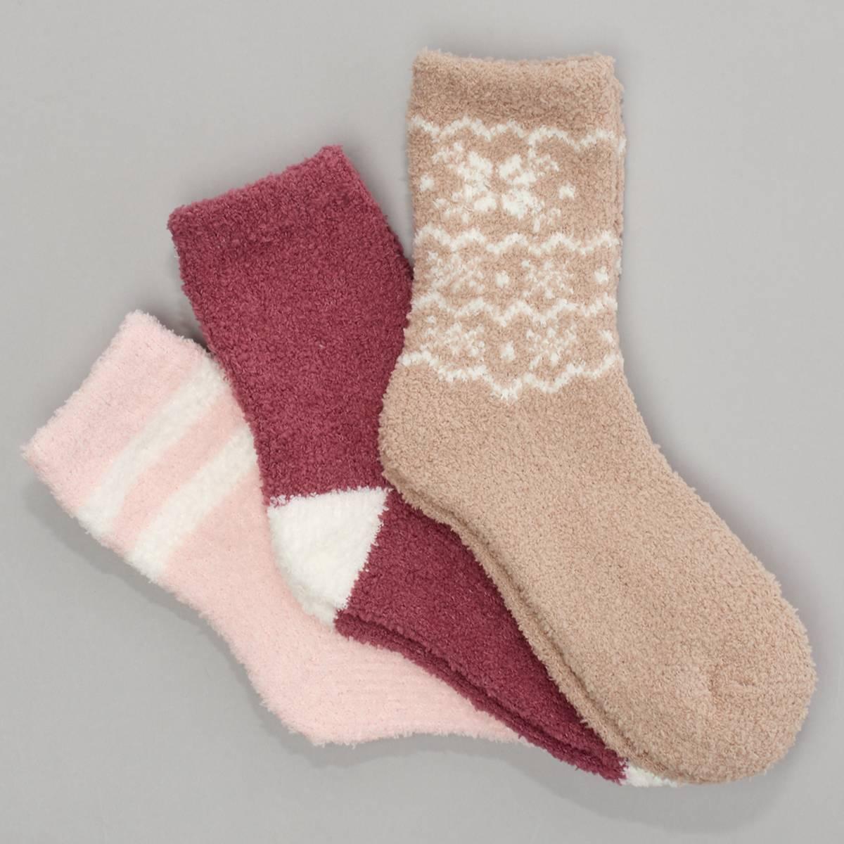 Womens Cuddl Duds 3pk Stripe Crew Socks