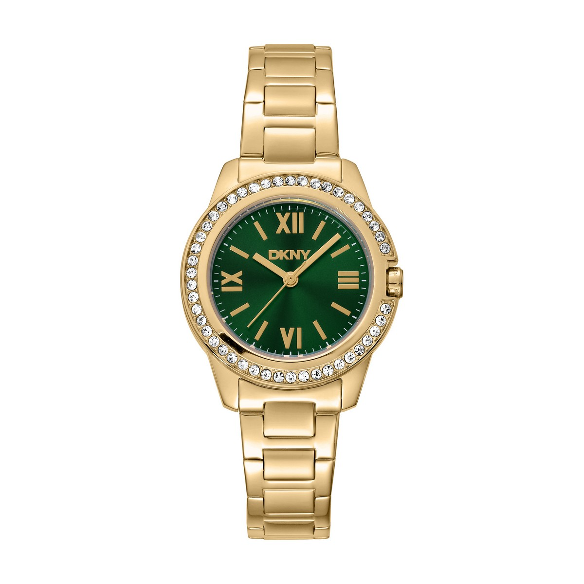 Womens DKNY Crystal Bezel Gold-Tone Green Dial Watch-DK1L105M0065