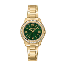 Womens DKNY Crystal Bezel Gold-Tone Green Dial Watch-DK1L105M0065