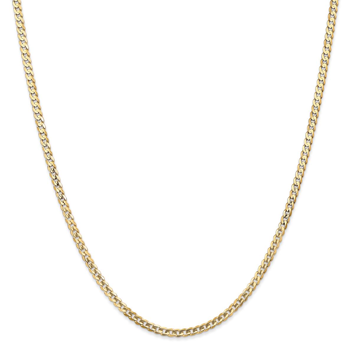 Unisex Gold Classics(tm) 3mm. 14k Open Concave Curb Chain Necklace