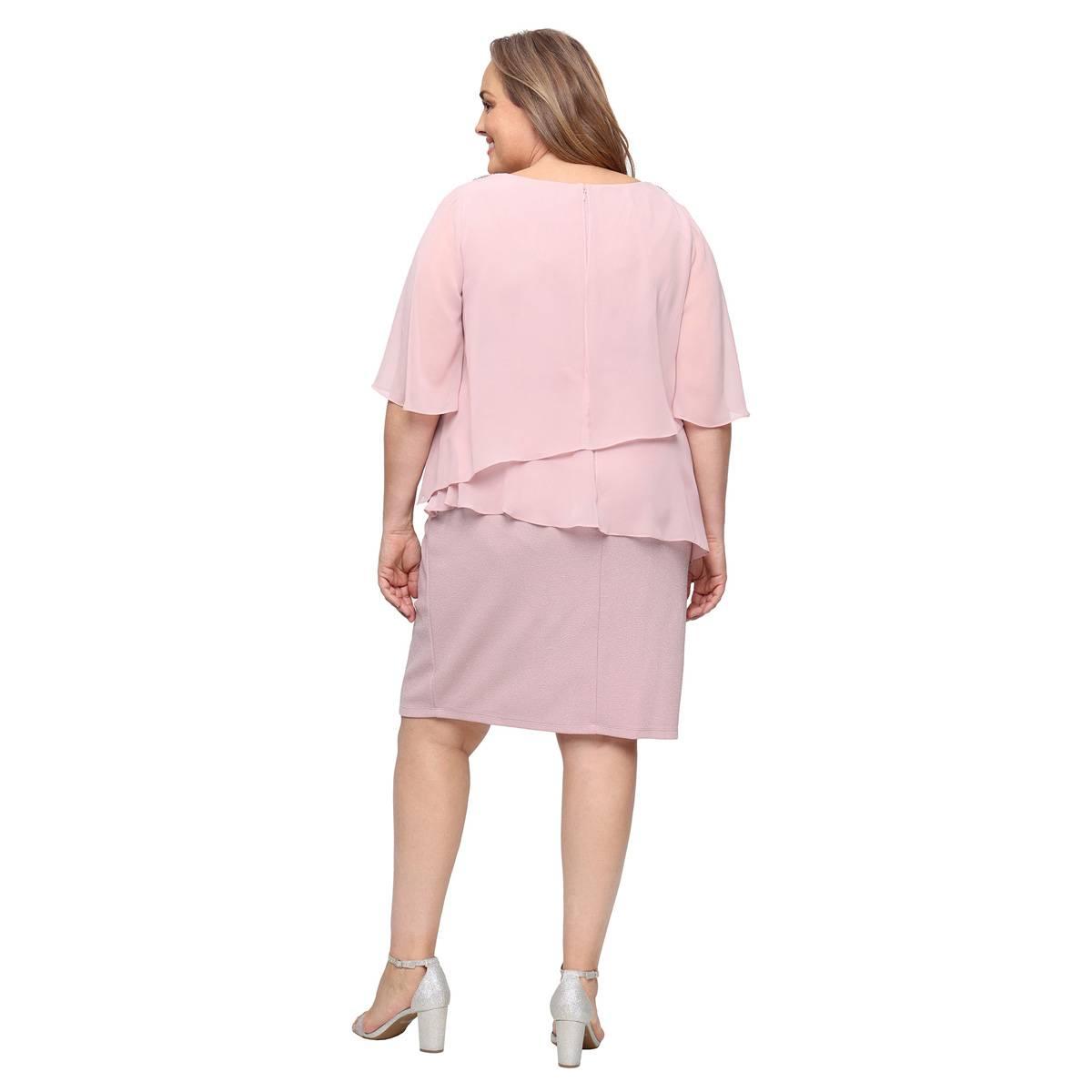 Plus Size SLNY Elbow Sleeve Solid Tiered Shift Dress