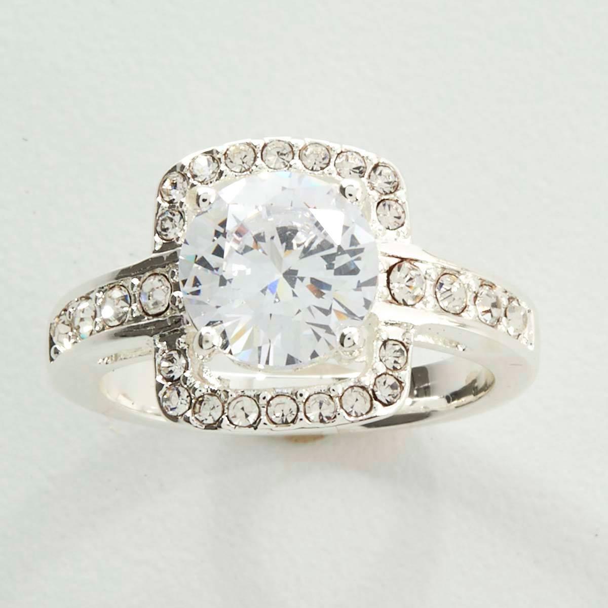 Ashley Cooper(tm) Silver Round Cubic Zirconia Stone Pave Ring