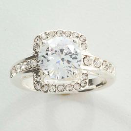 Ashley Cooper(tm) Silver Round Cubic Zirconia Stone Pave Ring
