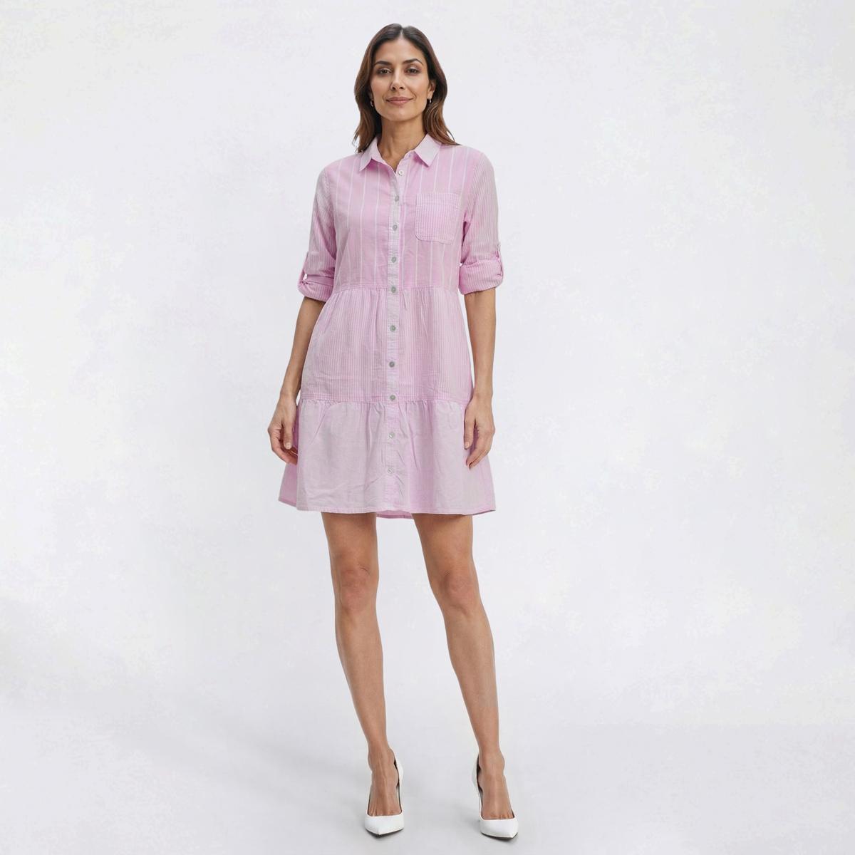 Petite Dash 3/4 Miz Stripe Babydoll Dress