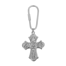 Symbols of Faith Silver Tone Botonee Cross Key Chain