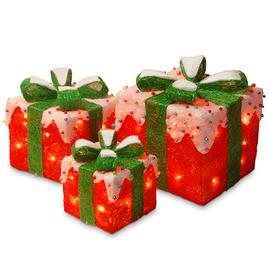National Tree Pre-Lit Red Sisal Gift Box Assortment