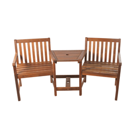 Northlight Acacia Wood Jack and Jill Chair With Table Patio Set