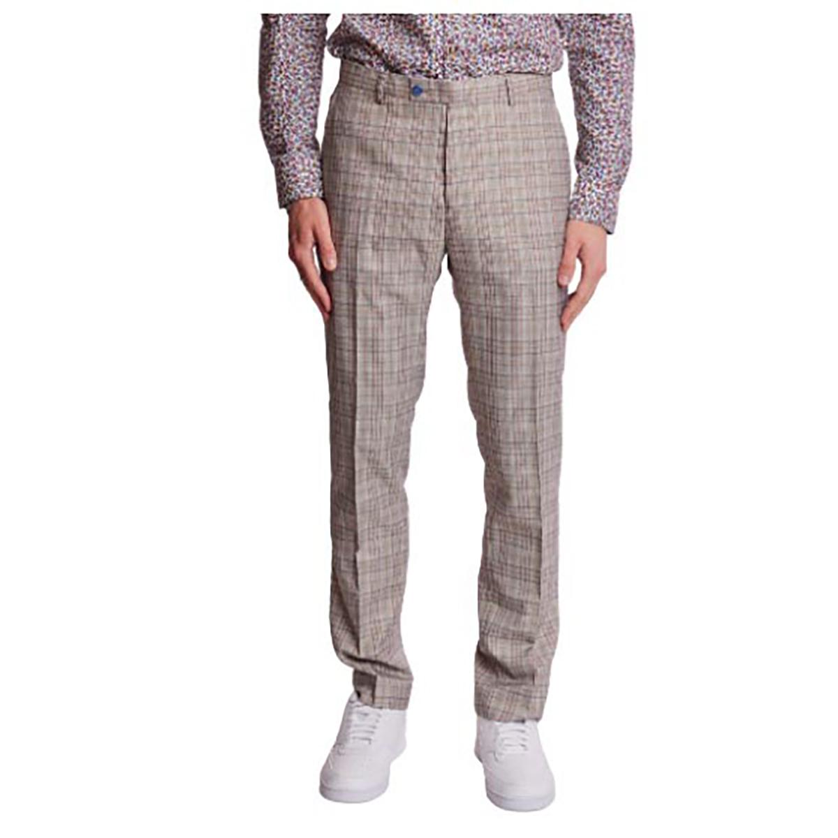 Mens Paisley & Gray Pants - Tan/Pink