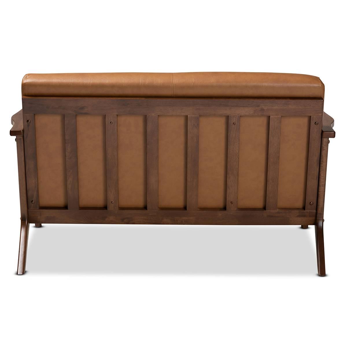 Baxton Studio Bianca Modern Wood & Faux Leather Effect Loveseat