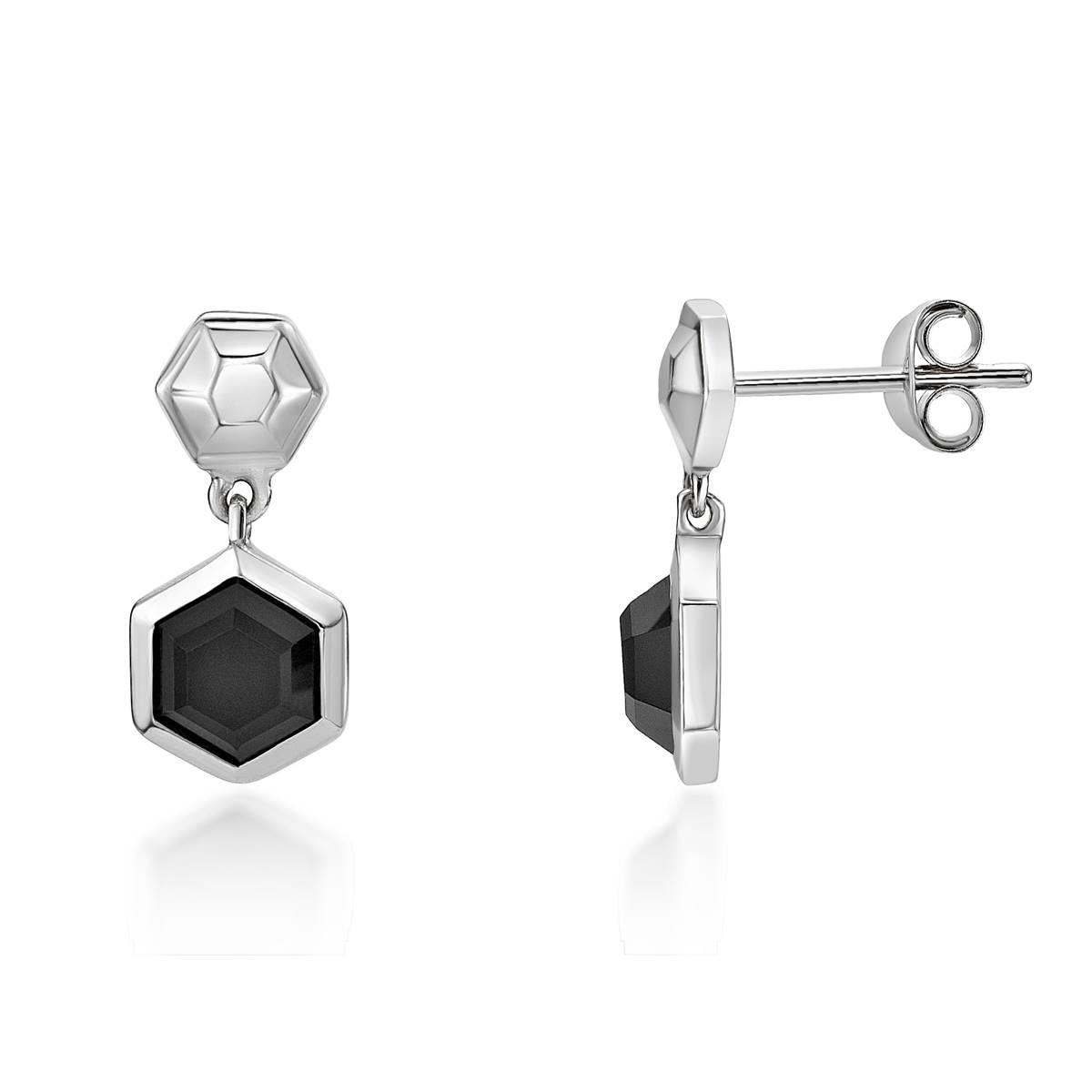 Gemminded Sterling Silver 6mm Hexagonal Black Onyx Earrings