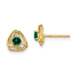 Gemstone Classics(tm) 14kt. Yellow Gold Emerald Stud Earrings