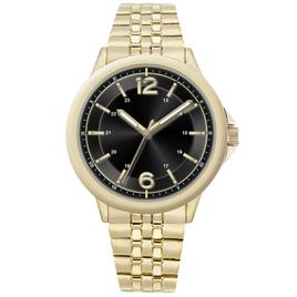 Mens Gold-Tone Black Sunray Dial Watch - 50560G-07-G27