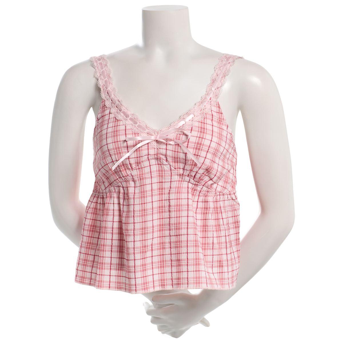 Juniors Madden Girl Plaid Lace Trim Triangle Camisole