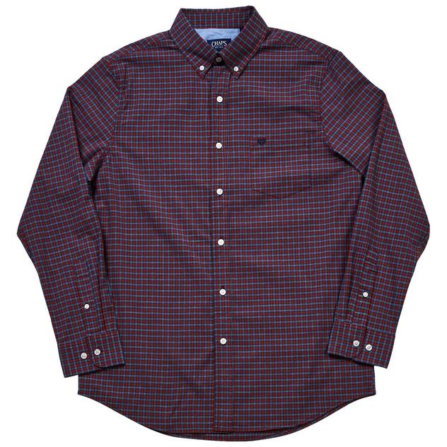 Mens Chaps Long Sleeve Plaid Button Down Shirt - Brick Red