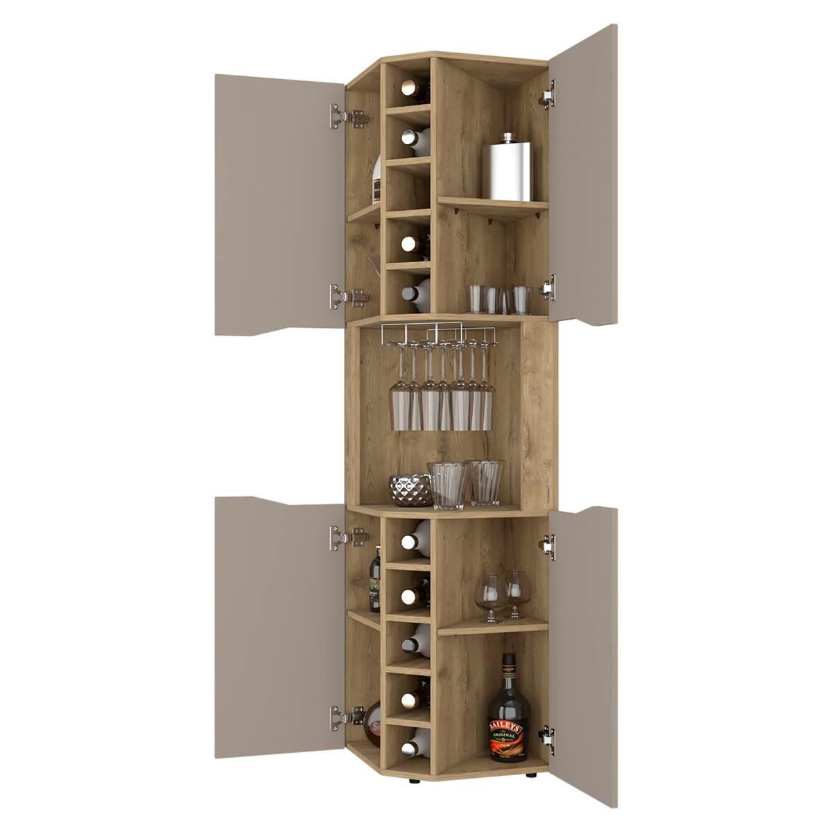 FM FURNITURE Lyla Macadamia Corner Bar Cabinet