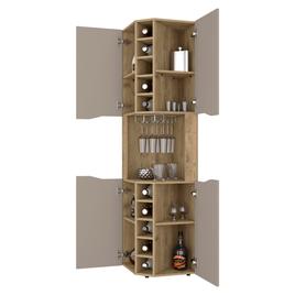 FM FURNITURE Lyla Macadamia Corner Bar Cabinet