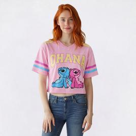Juniors Freeze Stitch & Angel Mesh Crop Football Tee