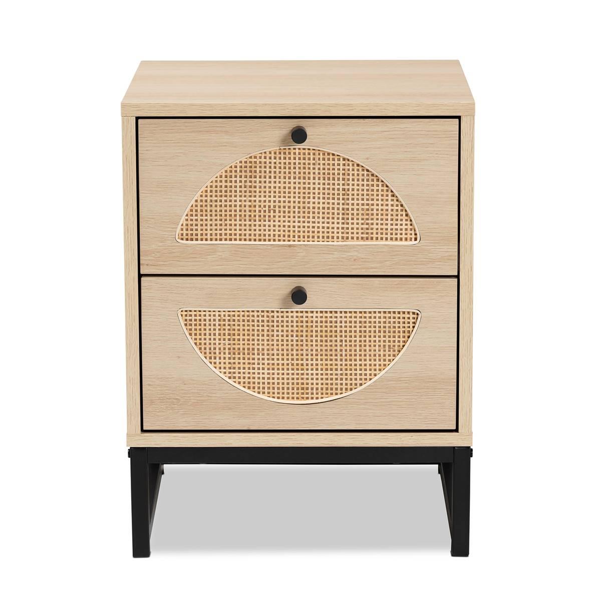 Baxton Studio Ardon Bohemian Light Brown Wood 1-Drawer Nightstand