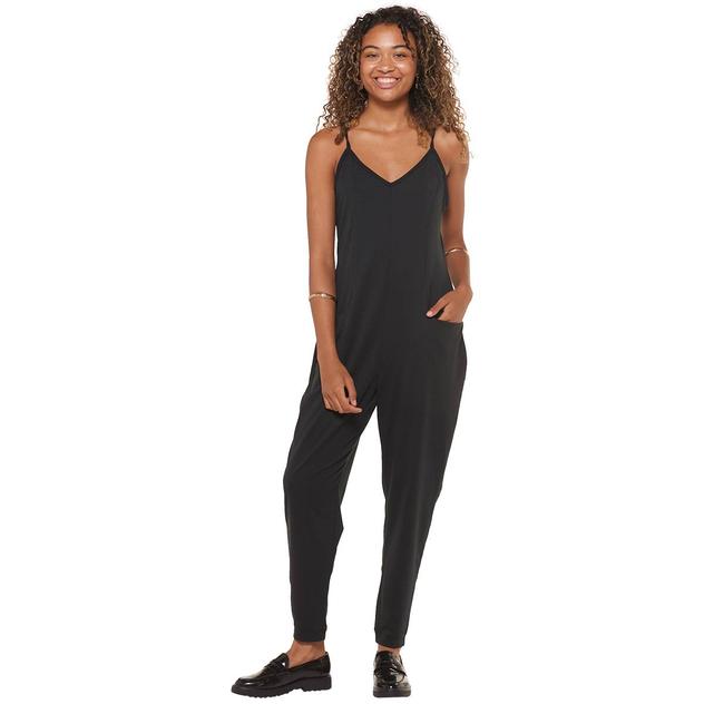 Juniors No Comment French Terry Jumpsuit with Pockets