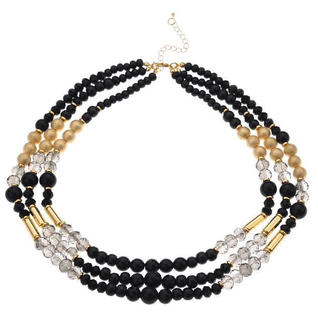 Ashley Cooper™ Black & Gold-Tone 3-Layered Beaded Necklace