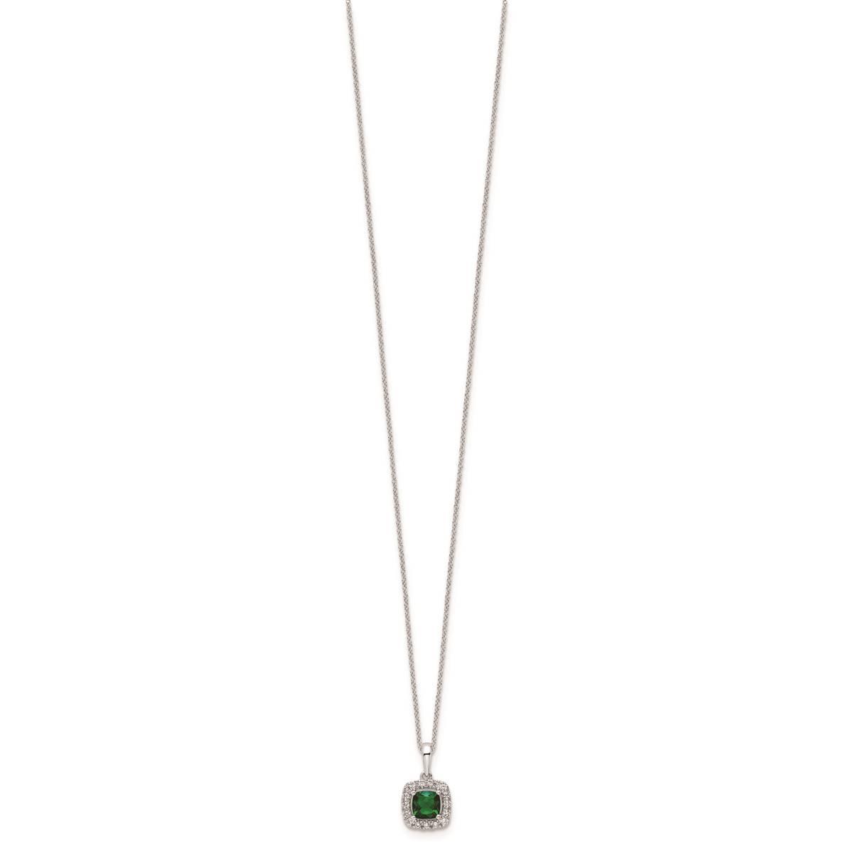 Pure Fire 14kt. White Gold Emerald Halo Pendant