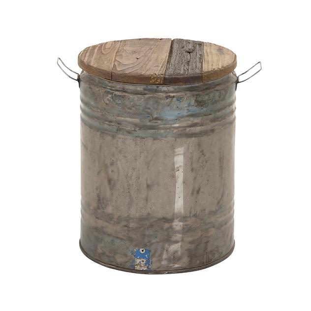 9th & Pike® Grey Tin And Wood Farmhouse Stool
