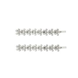 Roman Silver-Tone Crystal Hair Barrettes