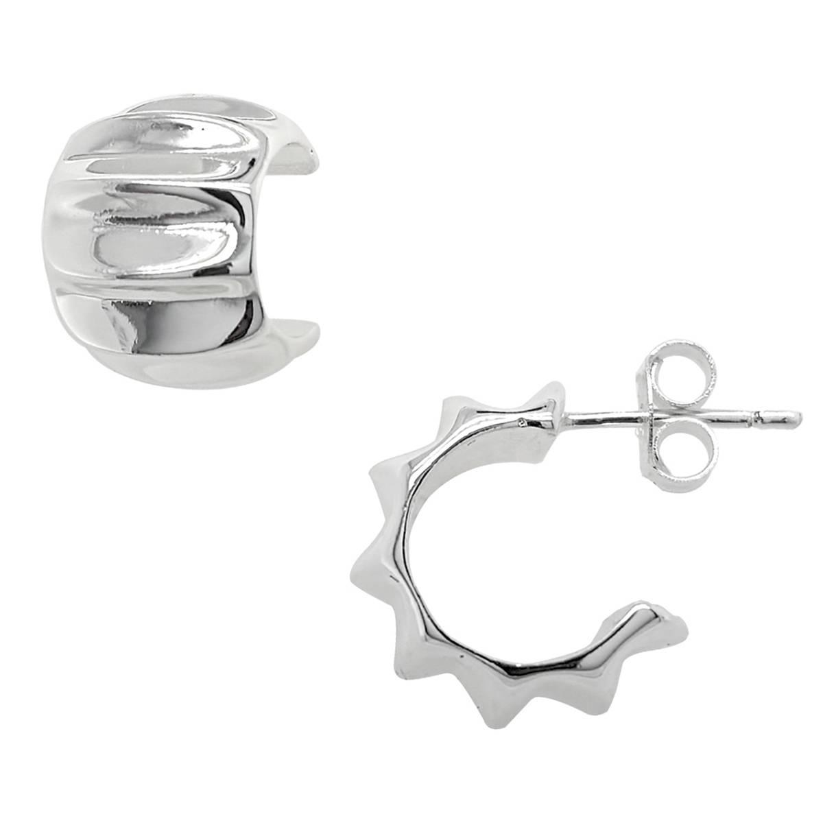 Marsala Fine Silver Plated Ribbed Hoop Earrings