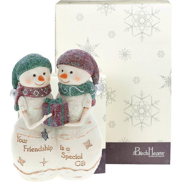 Pavilion Birch Hearts Friendship Gift 4.5in. Snow Couple Figurine