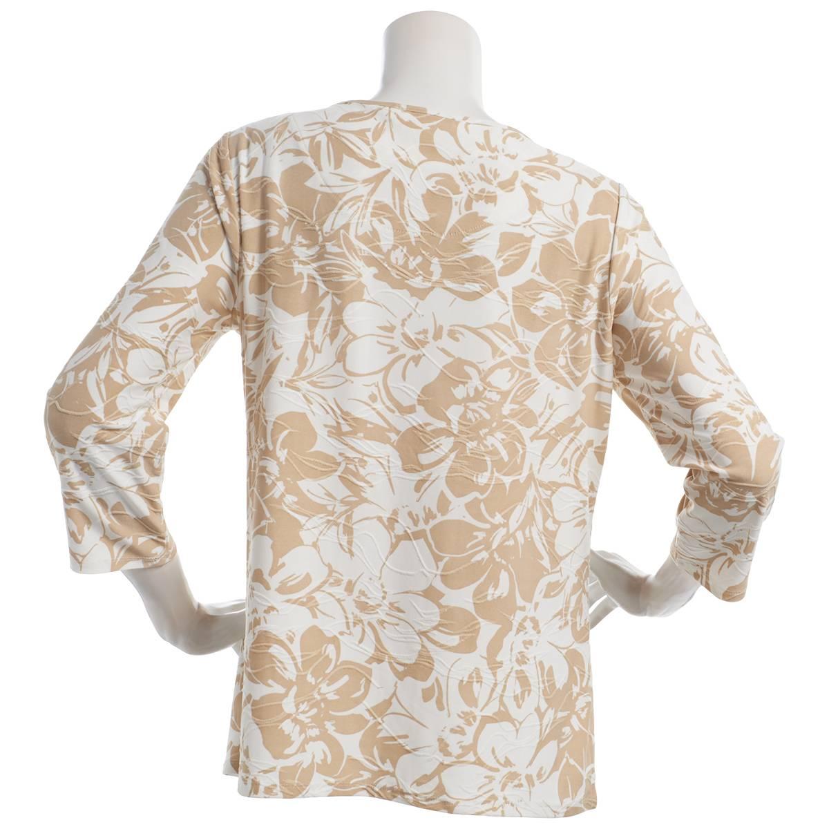 Womens Emily Daniels 3/4 Sleeve Floral Jacquard Tunic Blouse