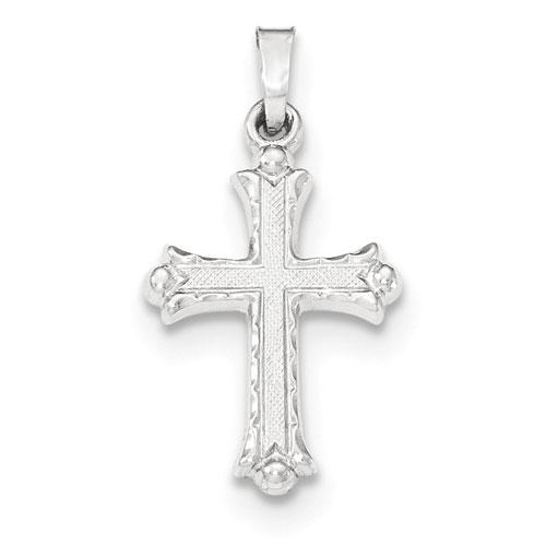 Unisex Gold Classics(tm) 14kt. White Gold Fleur De Lis Cross Pendant