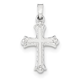 Unisex Gold Classics(tm) 14kt. White Gold Fleur De Lis Cross Pendant